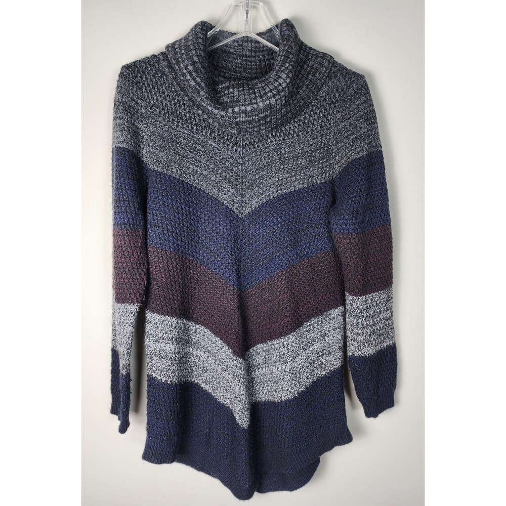 Fortune+Ivy Womens Medium Cowl Neck Chevron Knit Pullover‎ Tunic Sweater